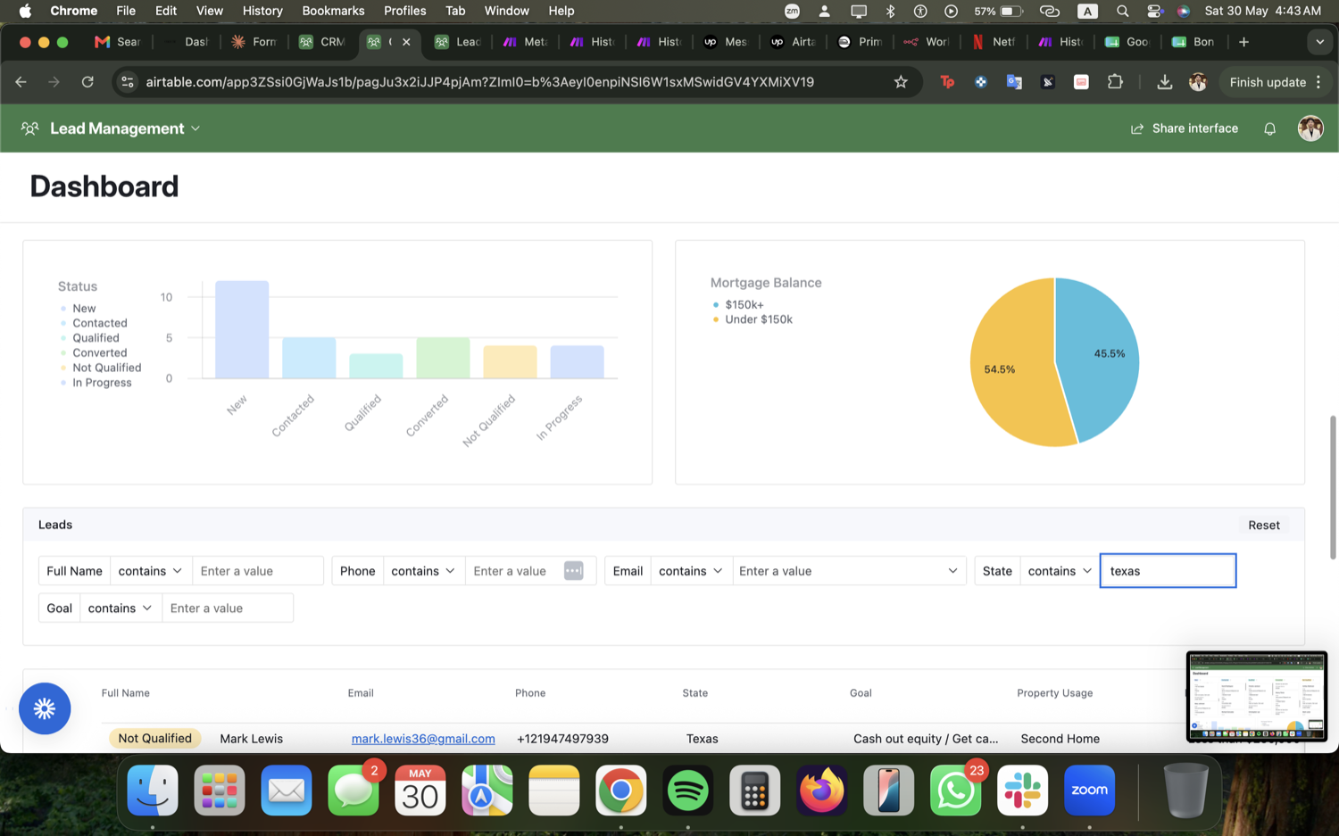 Airtable CRM & Lead Dashboard - Mortgage Funnel + Make.com screenshot 4